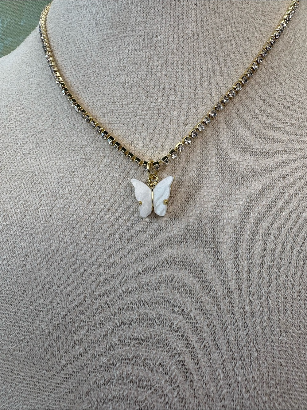Elle Gold-Tone Necklace with White Butterfly Charm